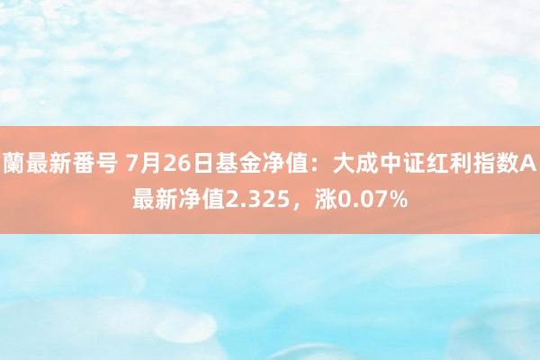 蘭最新番号 7月26日基金净值：大成中证红利指数A最新净值2.325，涨0.07%