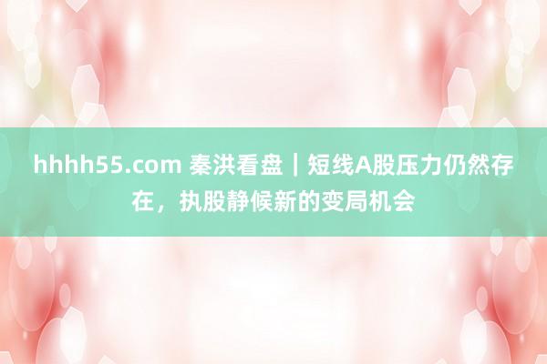 hhhh55.com 秦洪看盘｜短线A股压力仍然存在，执股静候新的变局机会