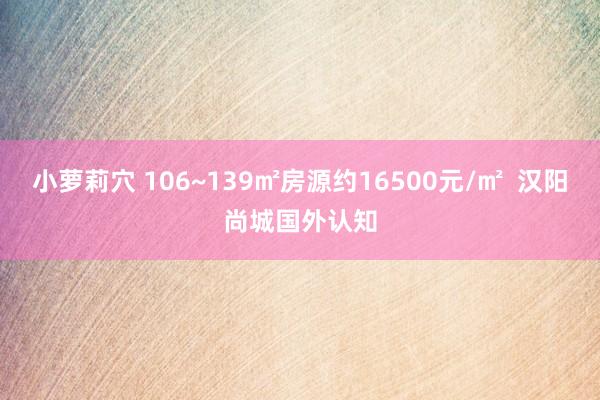 小萝莉穴 106~139㎡房源约16500元/㎡  汉阳尚城国外认知